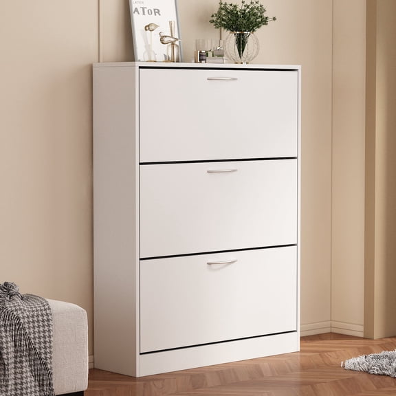 KULAGAGA Shoe Cabinetwith 3 Drawers, Slim Tipping Shoe Storage Cabinet Organizer for Entryway