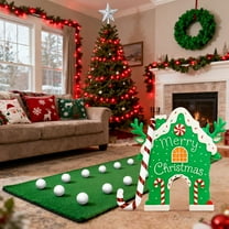 Green Reindeer Golf Game Set Holiday Wooden Mini Golf with Candy Cane Club Balls Christmas Indoor Family Game Party Gift for Home Office