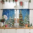 thumbnail image 3 of Blue Snowman Christmas Sheer Curtains 45 Inches Long, Xmas Tree Ball Snowflake Winter Light Filtering Window Curtains for Living Room, Rod Pocket Voile Sheer Curtain Drapes, 52"Wx45"L, 2 Panels, 3 of 9