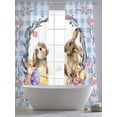 thumbnail image 5 of Easter Bunny Sheer Curtains 84 Inch Length 2 Panels Set Window Treatments, Spring Easter Eggs Chick Floral Blue Check Rod Pocket Semi Curtains for Living Room/Bedroom/Kitchen Décor, 104"W x 84"L, 5 of 7