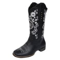 thumbnail image 1 of NECHOLOGY Botas Mujer Adulto Femenino Zapatos Botines de mujer Botines con estampado de bordado retro Slip-On Tacones de mujer Zapatos medios Botas de mujer con punta de tubo (Black, 9.5), 1 of 7