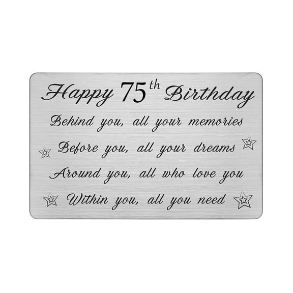 DEGASKEN 75th Birthday Greeting Cards Metal Engraved Wallet For Men Women