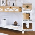 thumbnail image 5 of 48" Sideboard Buffet Cabinet with Hand-Carved, Entryway Cabinet with 2 Drawers and 1 Bottom Shelf, Cupboard Console Table for Kitchen, Dining Room, Living Room, Bedroom, Natural+White, 5 of 7