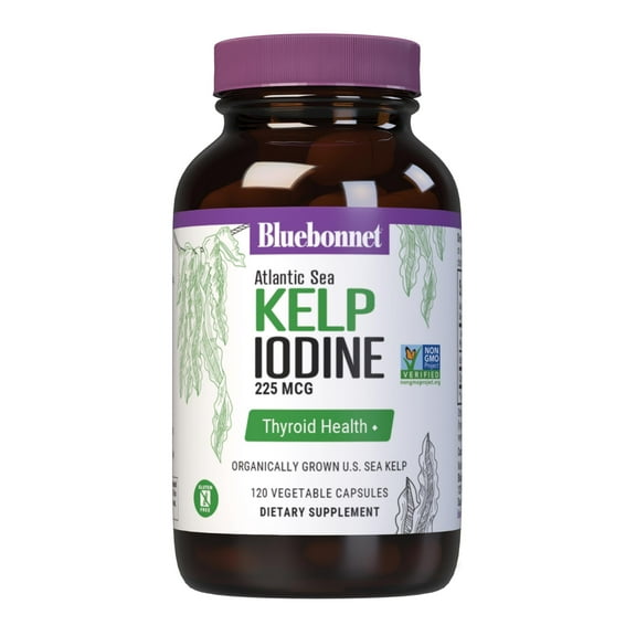 Bluebonnet Atlantic Sea Kelp Iodine 225 mcg Organically Grown Thyroid Support* - 120 Caps
