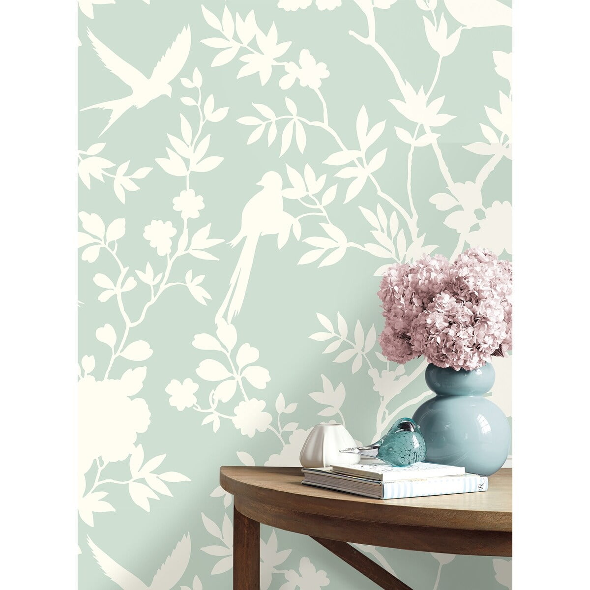 Luxe Haven Mono Toile Peel and Stick Wallpaper Seaglass