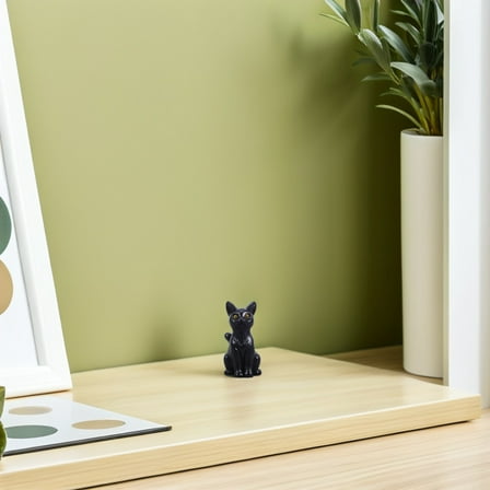 HEANUJJ 16Pcs Compact Resin Black Cat Figurines  Decoration for Dollhouse and Desktop