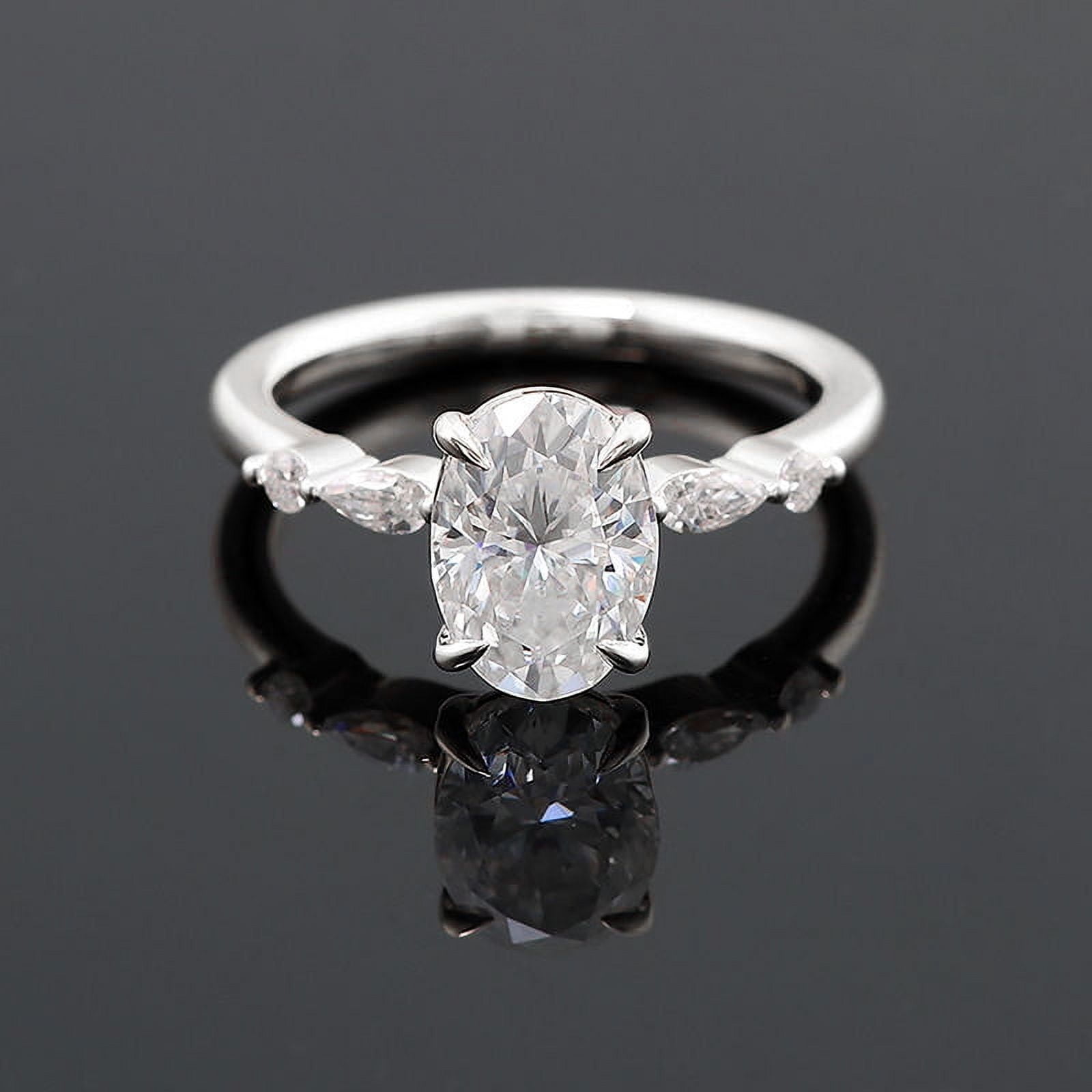 Cora Jewellery 1.5TCW Dainty Oval Moissanite Engagement Ring For Women, 18K White Gold
