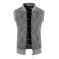thumbnail image 3 of GHSOHS Mens Zip Sweater Fleece Vest Fall Winter Outdoor Stand Collar Sleeveless Knitted Wool Vest Jacket Vest Casual Outerwear(Grey,XXL), 3 of 5