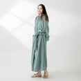 thumbnail image 2 of Fesfesfes Women's Long Sateen Robe Bathrobe Cardigan Pajama Set Soft Stretchy Homewear Sleepwear Home Wear Cozy Nightgown Set for Women Holiday Spa Vacation Everyday Wear(Green,Free Size), 2 of 3