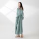 thumbnail image 1 of Puntoco Pijamas para mujer, bata de baño brillante de color liso para mujer, conjunto de pijama de cárdigan de satén largo y primaveral para mujer, 1 of 3