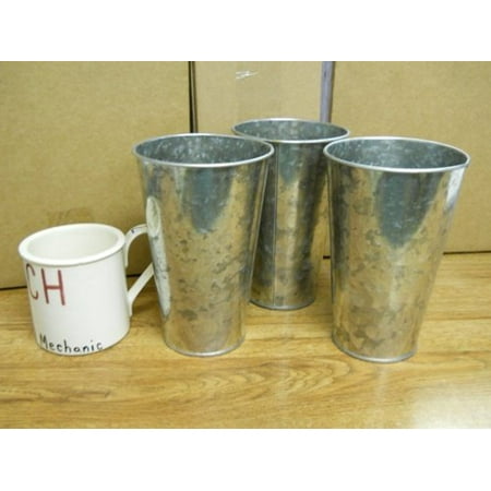 - Set of 3 Galvanized Buckets French Style Taper 9
