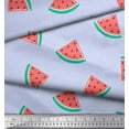 thumbnail image 2 of Soimoi Blue polyester Crepe Fabric Watermelon Fruits Printed Fabric 1 Yard 52 Inch Wide, 2 of 3