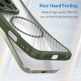 thumbnail image 4 of Carbon Fiber Texture Magnetic Case for iPhone 13, Compatible with MagSafe,Translucent Matte Anti-Fingerprint Back Slim Shockproof Protection Phone Case,Green,For iPhone 13, 4 of 9
