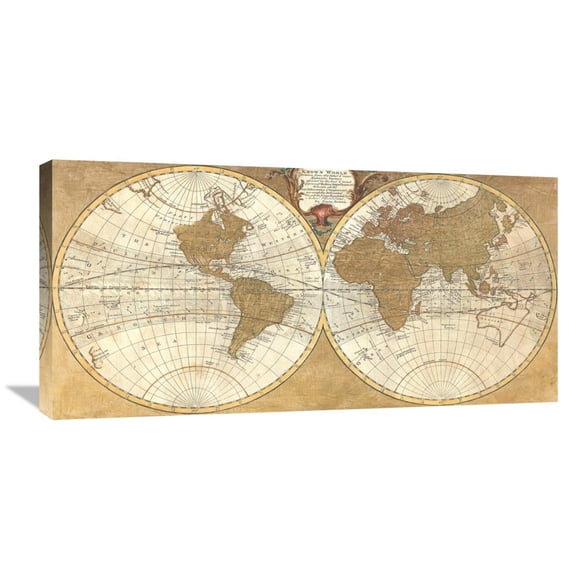 Global Gallery Joannoo,'Gilded World Hemispheres I' Stretched Canvas Artwork