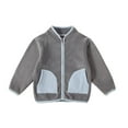 thumbnail image 1 of Gibobby Chamarra niñoAbrigo polar con cremallera en contraste de Color para otoño e invierno para niños, Top para bebé, cárdigan para niños y niñas, chaq(Gris, 5-6 Años), 1 of 5