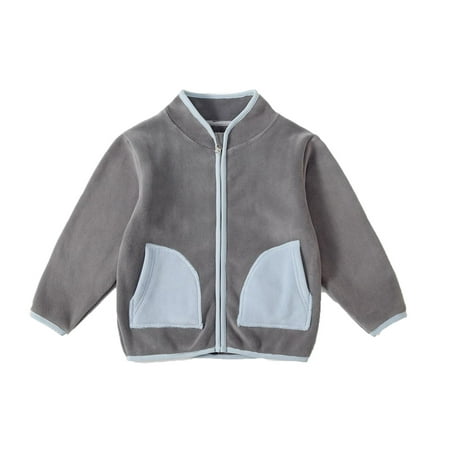 

EHQJNJ Boys Winter Jacket Children s Autumn Winter Color Contrast Zipper Fuzzy Coat Baby Top Boys and Girls Cardigan Out Wear Leisure Jacket Toddler Jacket Winter Boy 18-24 Months