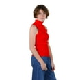 thumbnail image 5 of Socal Look Women's Sleeveless Turtleneck Sweater Top in Stretchable Viscose Blend Bright Red, M, 5 of 7