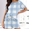 thumbnail image 4 of cfhntfmh 2 Piece Outfits for Women Summer Trendy Print Round Neck Buttons Tops Baggy Pocketed Shorts Loungewear Sets, 4 of 7