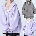 thumbnail image 3 of Aellinatey Women Long Sleeve Oversized Jackets Long Rabbit Ears Zip Up Hoodie Sweatshirt, 3 of 13