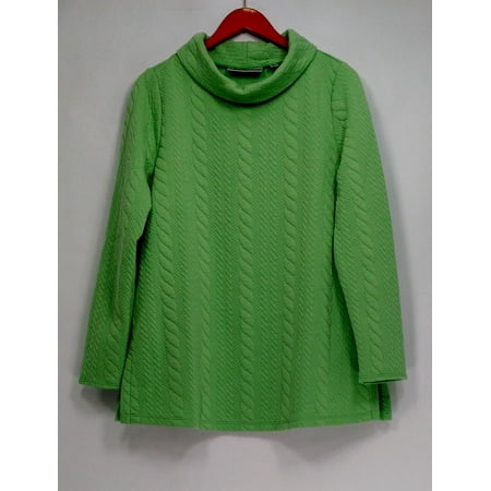 - George Simonton Top Sz M Cable Knit w/ Funnel Neck Light Green A257569