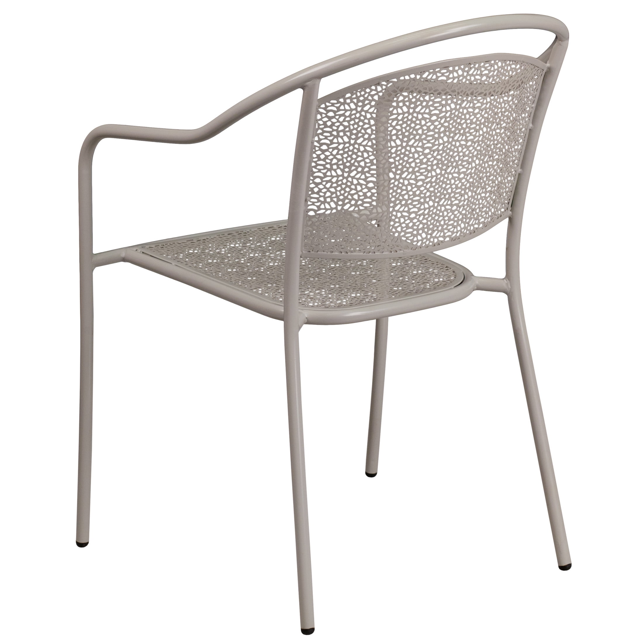 Flash Furniture Oia Commercial Grade 5 Pack Light Gray Indoor-Outdoor Steel Patio Arm Chair with Round Back