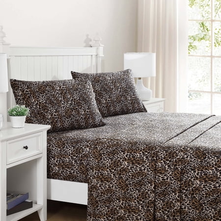 Beatrice Home Fashions, Whimsical Zara Leopard Print 4PC Sheet Set, Queen