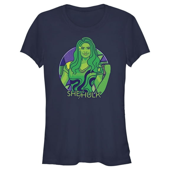 Junior's She-Hulk: Attorney at Law Green Hero Smile Graphic Tee Navy Blue Small