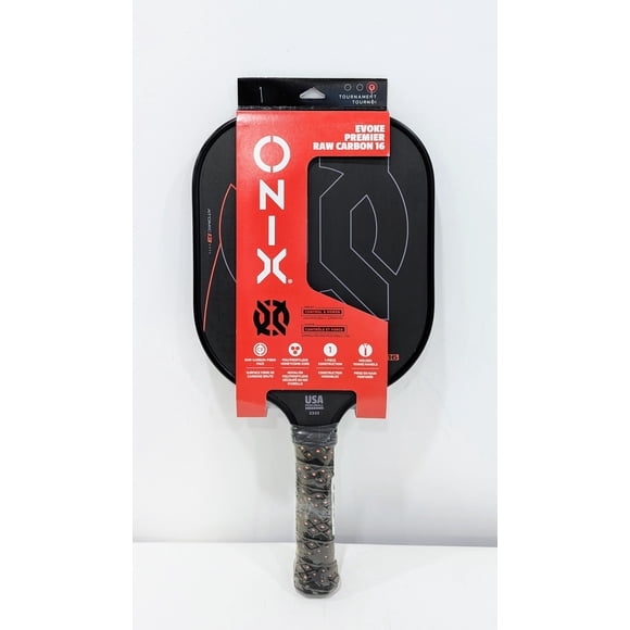 Onix Evoke Premier Pro 16mm Raw Carbon Fibre Pickleball Paddle - Black