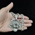 thumbnail image 3 of Hip Hop 3D Tiger Pendant Necklace with 13mm Crystal Cuban Chain HipHop Iced Out Bling Necklaces Men Women Fashion Charm Jewelry, 3 of 8