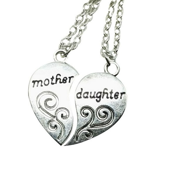 Mother Daughter Two-Part Heart Necklace - Adjustable Alloy Family Bond Jewelry