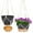 BLACK, variant on 2 Pack 10 inch Plastic Green Hanging Planters with 3 Hooks,Hanging Plant Pot Basket with Drainage Hole for Garden Home