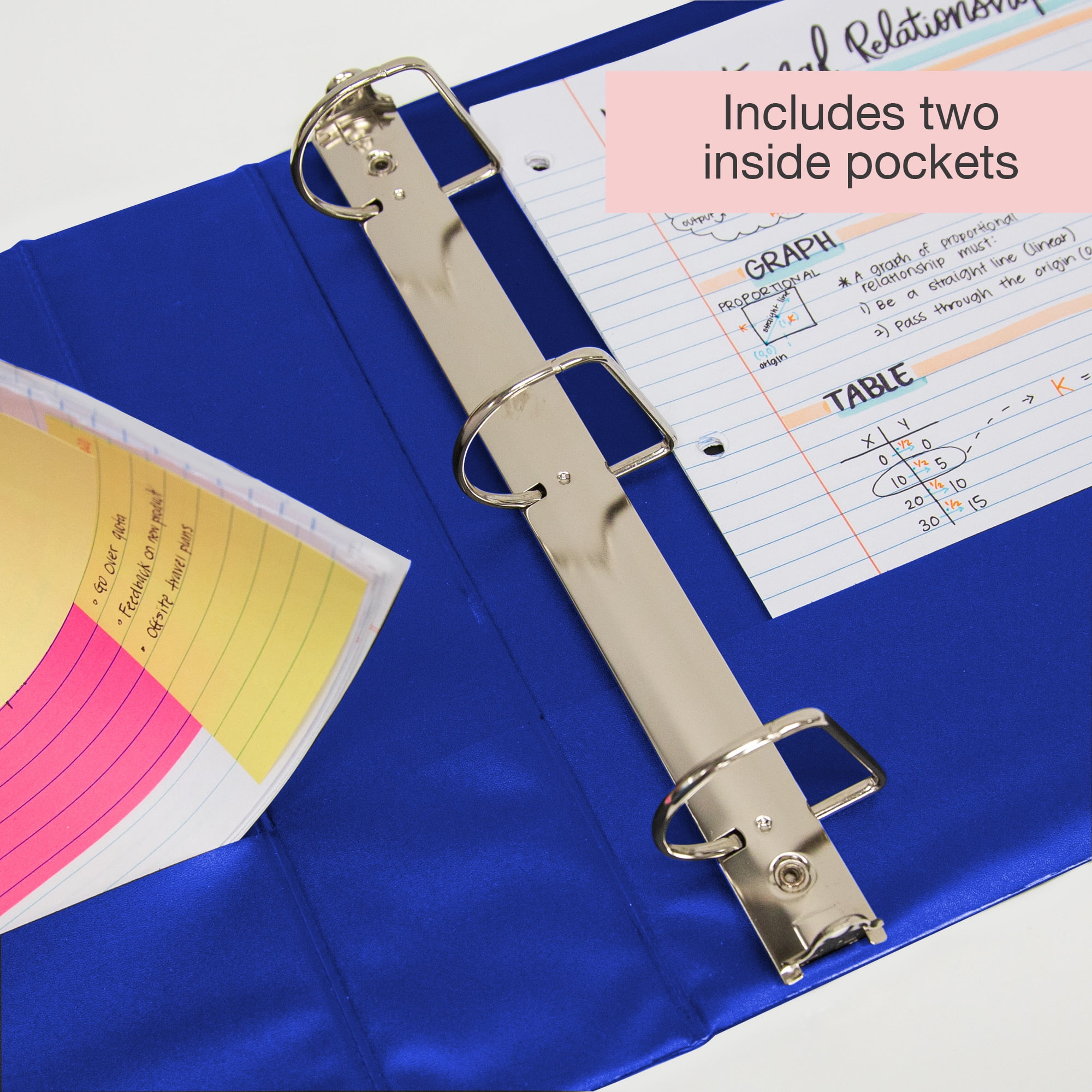 BAZIC 3 Ring Binder 2" View Binders Slant D Ring Blue, Hold 500 Sheets, 2-Count