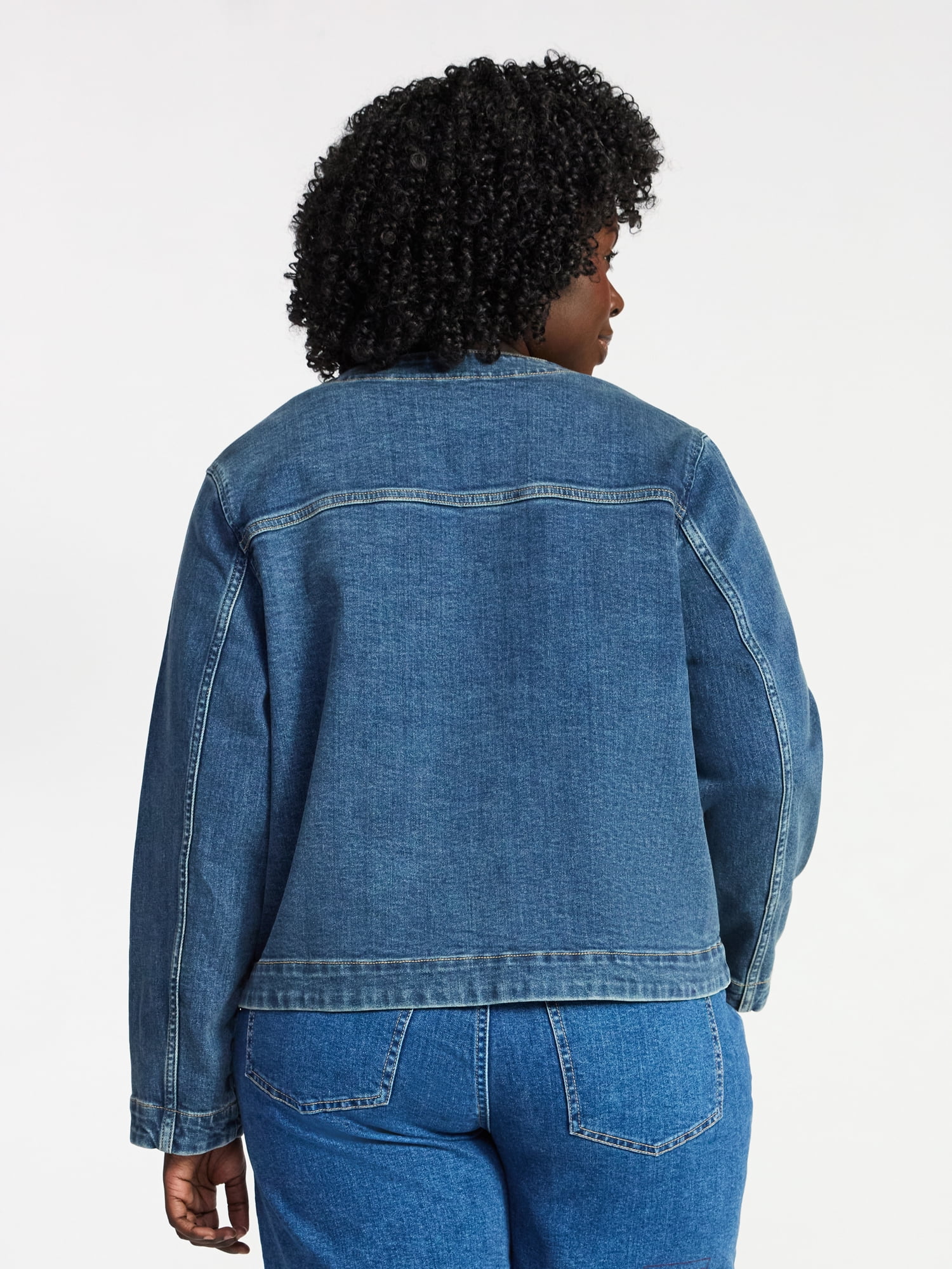 Terra & Sky Women's Plus Denim Lady Jacket With Pockets, Sizes 0X-5X