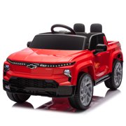 24V Kids Ride on Car W/Parents Control,Licensed Chevrolet Silverado,Four-wheel suspension,LED Lights,Bluetooth,music,USB,MP3,Power display,speeds 2.49-3.73MPH For kids aged 37-95 months.