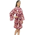 thumbnail image 2 of Bimba Women's Floral Robe Bridal Wine Bridesmaid Kimono Sleepwear Cover Up-14, 2 of 4