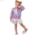 thumbnail image 2 of Liyamei Girls Sequin Color Block Jacket with Stand Collar for Party Sparkly Wear Size 6-7 Years, 2 of 5