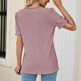 thumbnail image 6 of Mittory Eyelet Tops for Women Trendy Ruffle Trim Puff Short Sleeve Summer T Shirts V Neck Tunic Blouses, 6 of 7
