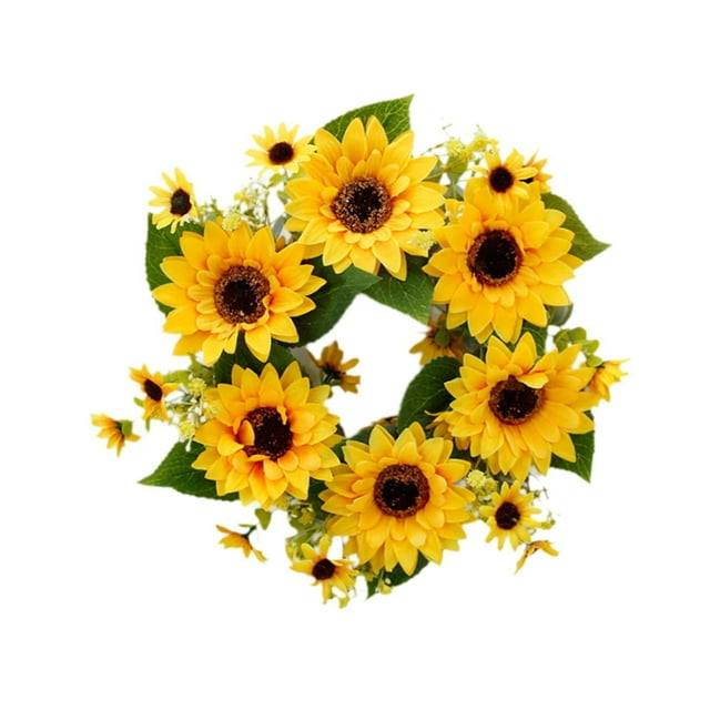 Guirnalda decorativa de girasoles simulados de bricolaje con flores amarillas para exteriores e interiores. Longitud 43cm