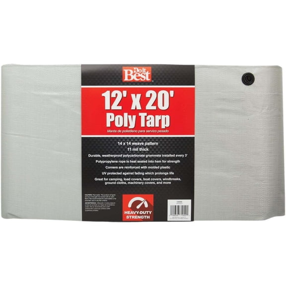 Dynatech Intl Inc Poly Tarp Silver Woven - Heavy Duty, Durable - 12 Ft x 20 Ft