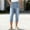 Light Blue women capri pants high waisted a1, variant on Cagogo Women Capri Pants High Waisted Stretch Casual Solid Basic Capri Jeans Travel Lounge Trousers with Pockets Summer Beach Cropped Pants, Light Blue XL