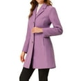 thumbnail image 4 of MODA NOVA Juniors Single Breasted Notched Lapel Long Sleeve Long Overcoat Light Purple L, 4 of 5