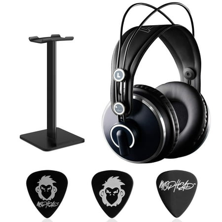 AKG K271 MKII Professional Over-Ear Closed-Back Studio Headphone Bundle with Audiomate Headphone Stand and Mophead 3 Medium Guitar (Best Akg Studio Headphones)