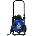 thumbnail image 2 of Commercial Sewer Snake Drill Drain Auger Cleaner Cable 60-Feet Long 1/2" (4)-Cutter Set & Foot Switch with Wheel,, 2 of 20