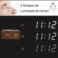 thumbnail image 4 of Reloj despertador digital, reloj despertador digital con carga inalámbrica, reloj digital LED Reloj despertador digital con temperatura/puerto de carga USB (marrón) ER, 4 of 5
