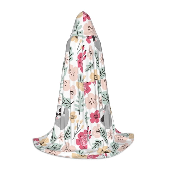 Honeii Cute Cartoon Sloth Print Poncho Cape, Cloak Coat, Snuggly Hooded Wearable Blanket, Hooded Cape For Teenagers,Halloween Costumes-Small