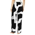 thumbnail image 3 of Disketp Cow Print Black White Print Women'S Comfy Pajama Pants Casual Drawstring Palazzo Lounge Wide Leg Pants, 3 of 9