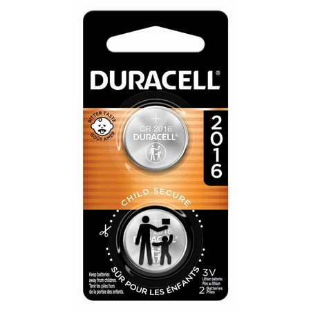 Duracell 3V Lithium Coin Battery 2016, 2 Pack, Long-Lasting Batteries