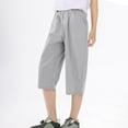 thumbnail image 2 of LIaqionyy Kids Capri Pants Loose Wide Leg Elastic Waist Casual Lounge Cropped Pants with Pockets, 2 of 6