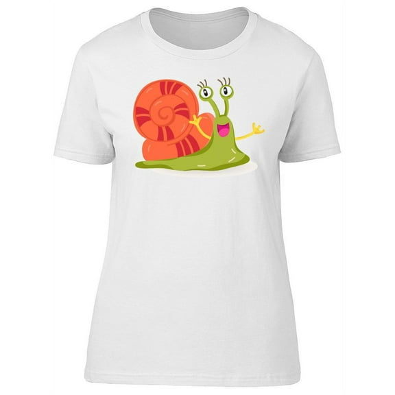 Cute Happy Snail Cartoon T-Shirt Women -Image by Shutterstock, Female Large