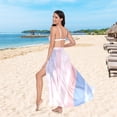 thumbnail image 6 of FORMRS Womens Long Sarong Beach Wrap Semi-Sheer Bikini Skirt Bathing Swimsuit Cover Up, Abstract Blue, 6 of 7
